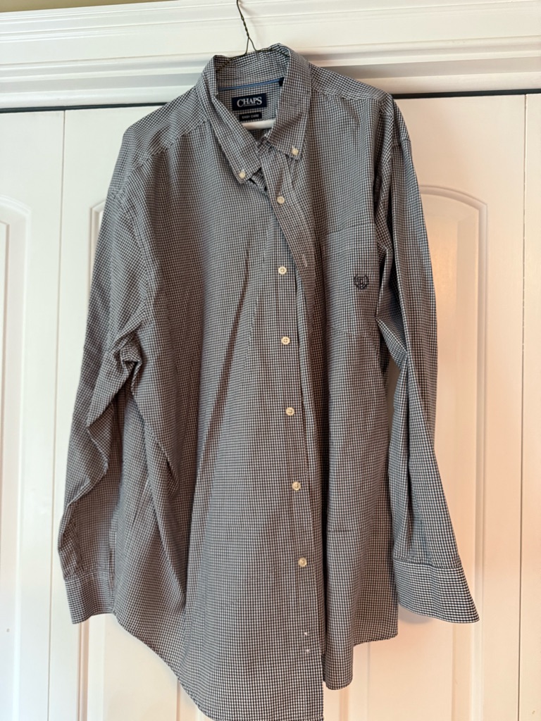 Chaps Men's Black & White Micro-Check Button-Down Shirt